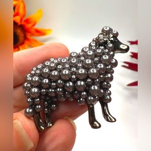 Whimsical Faux Black Bubble Pearl & Dark Enameled Sheep Brooch Princess …